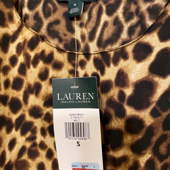 NWT Lauren Animal Print Split Back Top - S - Picture 2 of 3